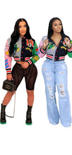 Load image into Gallery viewer, MULTI COLOR BASEBALL VARSITY JACKET SHORT COAT
